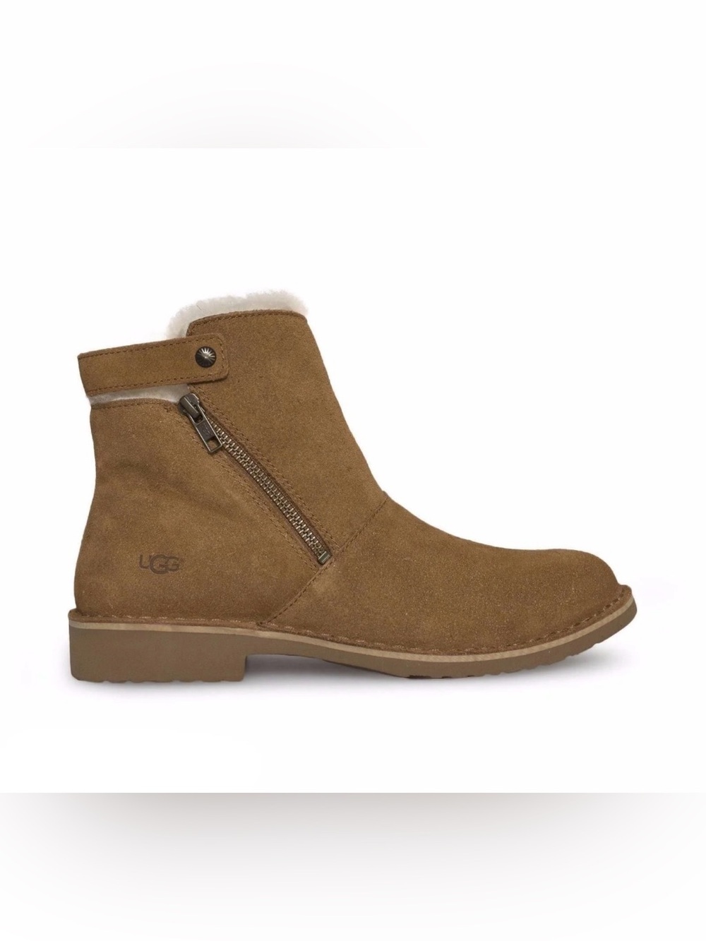 UGG Kayel Ankle Boots Chestnut Suede Sherpa Boho Western Cottagecore Loungewear